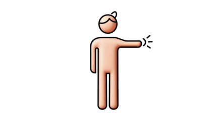 Isolated pictogram figure pointing with hand emitting light, person symbol icon vector