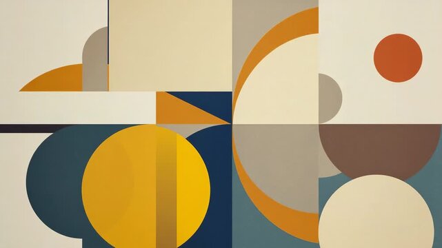 Starting dual-panel animation with shapes rising, shifting, emerging, aligning on digital canvas