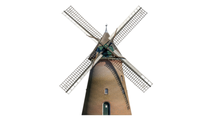 Isolated windmill, traditional Dutch architecture, historic building, farm, landmark and rural Europe