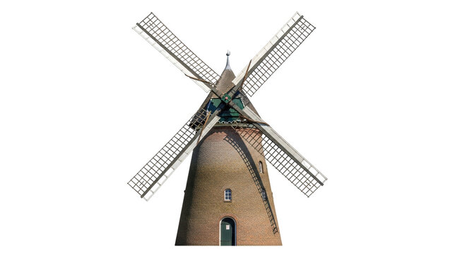 Isolated windmill, traditional Dutch architecture, historic building, farm, landmark and rural Europe