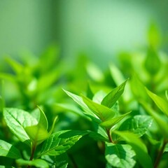 Vibrant Green Plants: A macro shot showcasing fresh, verdant leaves in the soft glow, illustrating the elegance of nature and evoking a sense of calm.
