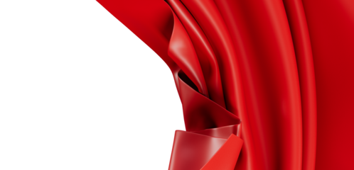Stunning abstract image of luxurious red fabric with dynamic folds and shadows, perfect for backgrounds or design elements. Features a flowing t