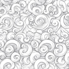 Seamless Swirling Cloud Pattern in Soft White Tones