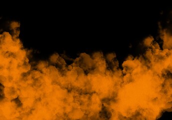 Hand made Orange smoke effect on a black background abstract design element for compositing creating atmosphere and special effects