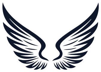 Obraz premium Stylized Dark Angel Wings Emblem Abstract Feather Design