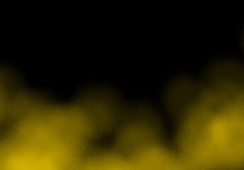 Hand made Abstract yellow smoke effect isolated on black background perfect for overlay and design elements