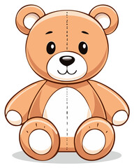 Obraz premium Illustration of a Cute Stuffed Teddy Bear Toy Sitting Upright on White Background