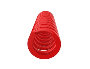 Vibrant Red Helical Spring 3D Render - Glossy Mechanical Coil with Perfect Spiral Design on Transparent Background for Engineering and Technology Projects, High-Resolution Isolated Object.