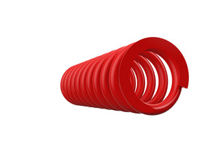 Vibrant Red Helical Spring 3D Render - Glossy Mechanical Coil with Perfect Spiral Design on Transparent Background for Engineering and Technology Projects, High-Resolution Isolated Object.