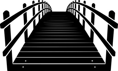 wooden bridge silhouette vector illustration