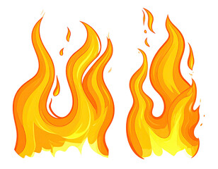 Two stylized flames, orange and yellow, on black background (1)