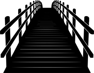 Obraz premium wooden bridge silhouette vector illustration