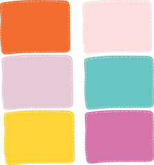 set of colorful labels, shape illustration thread stitch, pastel color
