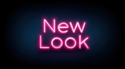 Illuminated neon sign reading "New Look" in bright pink against a dark blue background, radiating a vibrant and modern aesthetic, showcasing a fresh, bold, and eye-catching design that emphasizes...