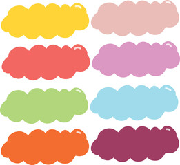 set of colorful clouds, cloud shape illustration for text, pastel color