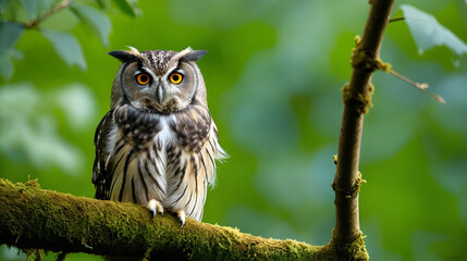 Strix aluco. It occurs in the Czech Republic. Free nature. The wild nature of the Czech Republic. Beautiful image of the owl. From Owl's Life. Owl on the tree. Black eyes.