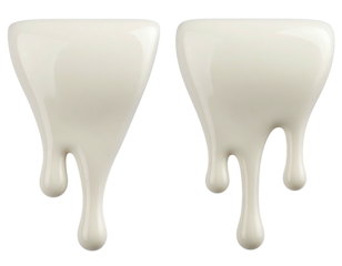 Two dripping milk or cream shapes