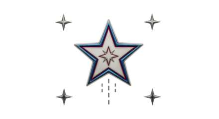 Isolated patriotic star emblem for sticker or decoration, USA, patriotic, star symbol