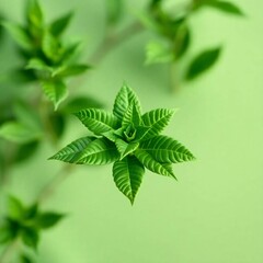 Fresh Green Foliage: A captivating macro shot that isolates a vibrant cluster of fresh green foliage, radiating with life and detail, creating a serene and refreshing visual experience.