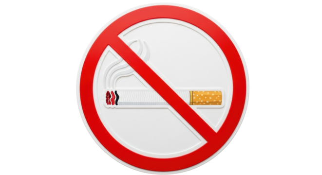 Isolated no smoking sign with cigarette and smoke with a red circle and diagonal line symbol