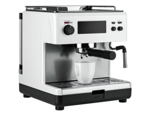 White coffee machine with cup