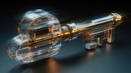 Obraz premium Abstract key object with metallic elements and a dark background