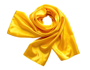 Gold silk scarf, draped on black background