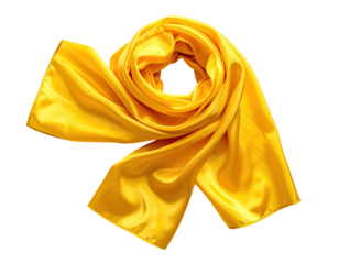 Gold silk scarf, draped on black background