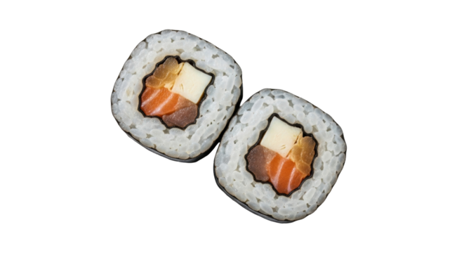 Isolated California rolls, Japanese cuisine, seafood specialty, traditional rice maki dish