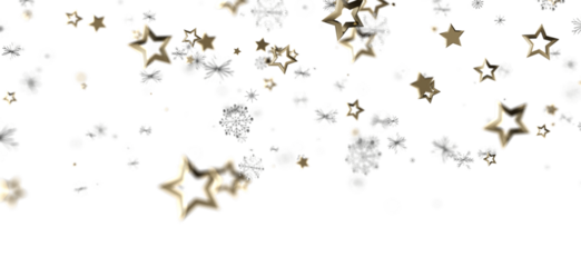 Elegant festive background with gold stars and snowflakes. Perfect for winter holidays, celebration, and more.