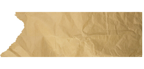 Vintage Crumpled Brown Paper Strip with Torn Edge Banner - Rustic Texture Background