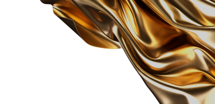 Luxurious golden silk fabric, elegant drape, luxurious texture, perfect for backgrounds, fashion, and design projects.