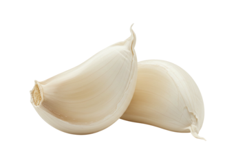 Garlic clove close up two pieces isolated on transparent background food ingredient cooking preparation