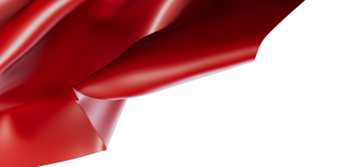 A stunning abstract image of a flowing red fabric wave against a white background, creating a sense of luxury and elegance. Ideal for design or