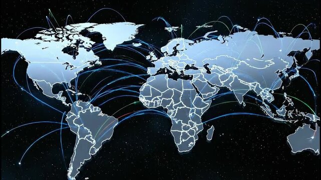 world map with binary code