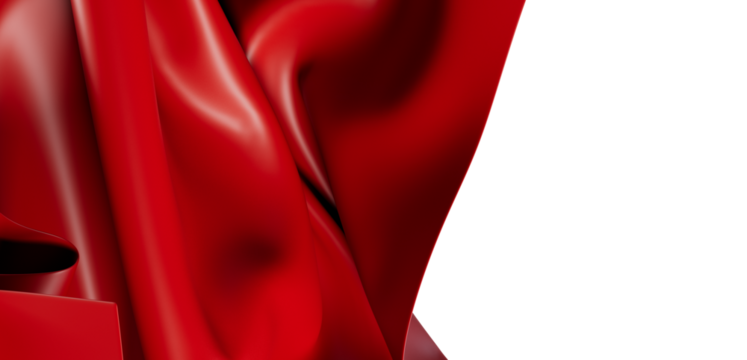 Stunning high-quality image of flowing red fabric with a clean white background ideal for various design and creative uses. Perfect for backgrou