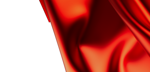 High-resolution image of red silk fabric with elegant drapes and waves. Perfect for luxury, fashion, and design projects.