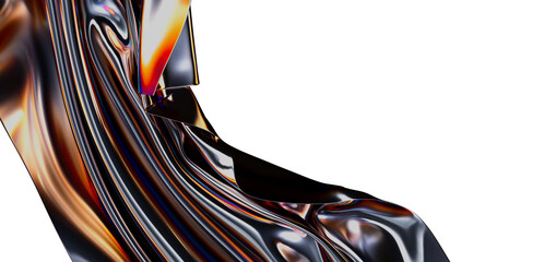 Abstract background with flowing chrome fabric design. Modern art with smooth curves and light. Perfect for website design, posters or other cre