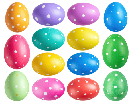 Colorful dotted eggs arranged in a grid - Powered by Adobe