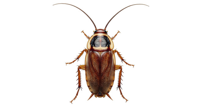 Isolated cockroach pest insect close up, tropical Blattodea species, household pest, bug