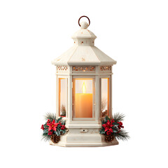 Christmas candle lantern, white on white background background high quality image simple stock photo clean background clear detail studio lighting minimal style centered view soft light sharp focus aa