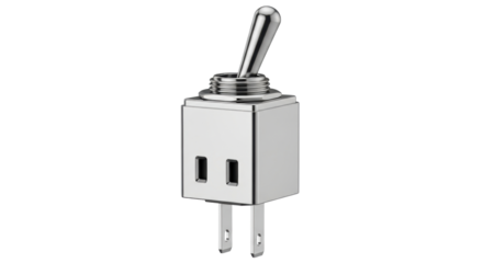 Isolated Toggle Switch with Silver Lever in Up Position for Industrial Electronic Device