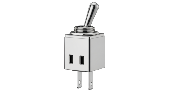 Isolated Toggle Switch with Silver Lever in Up Position for Industrial Electronic Device