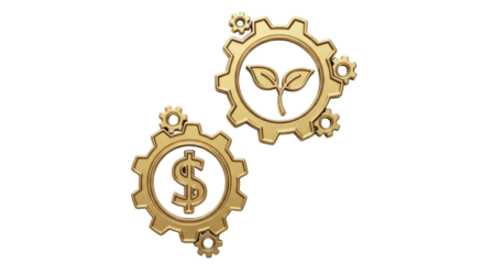 Isolated symbolic rendering of growth potential and monetary gain through industry design