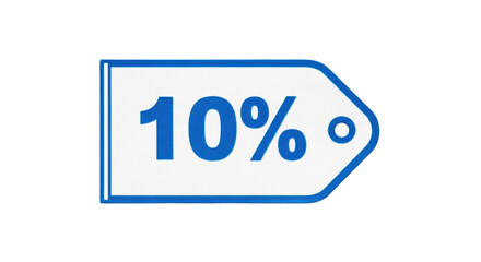 Isolated blue tag with 10 percent off. Special offer, retail discount symbol, badge