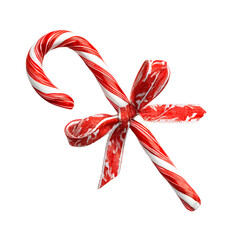 Christmas candy cane tied with bow, white on white background background high quality image simple stock photo clean background clear detail studio lighting minimal style centered view soft light imag