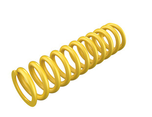 Premium yellow motorcycle shockbreaker spring. Durable heavy-duty suspension coil. Essential automotive spare part for two-wheelers, isolated on transparent HD background for industrial and vehicle