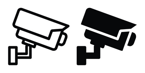 Iconic Surveillance Camera Illustration in Black and White for Security Use
