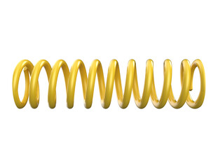 Premium yellow motorcycle shockbreaker spring. Durable heavy-duty suspension coil. Essential automotive spare part for two-wheelers, isolated on transparent HD background for industrial and vehicle