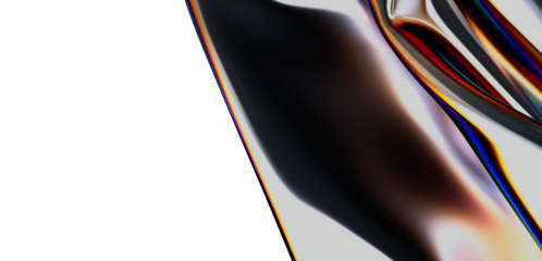 A mesmerizing abstract composition featuring a textured, reflective surface with vibrant chromatic lighting. Evokes feelings of fluidity, depth,